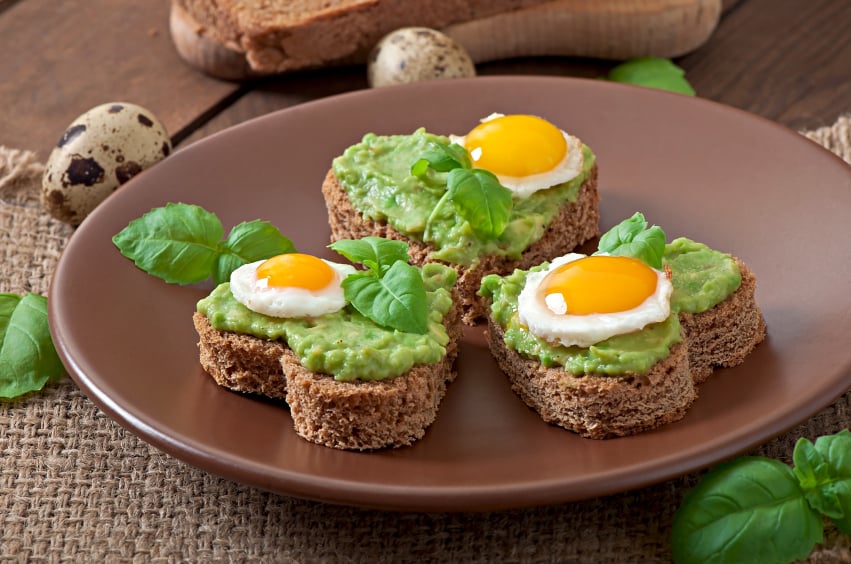 Avocado, bread, fried egg