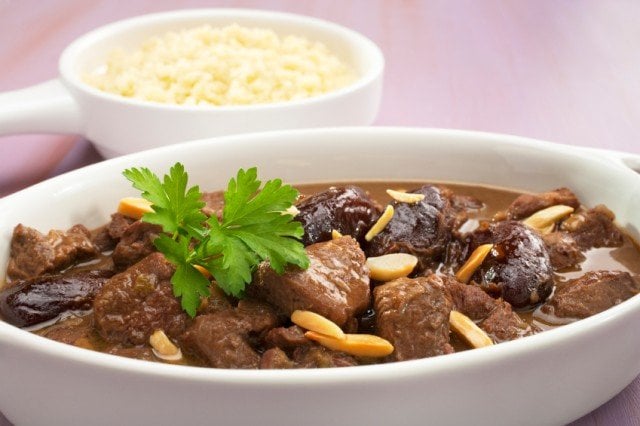 Stew Moroccan Lamb Tagine with Dates and Almonds