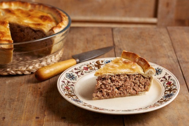 Tourtiere, Traditional meat pie on a dish