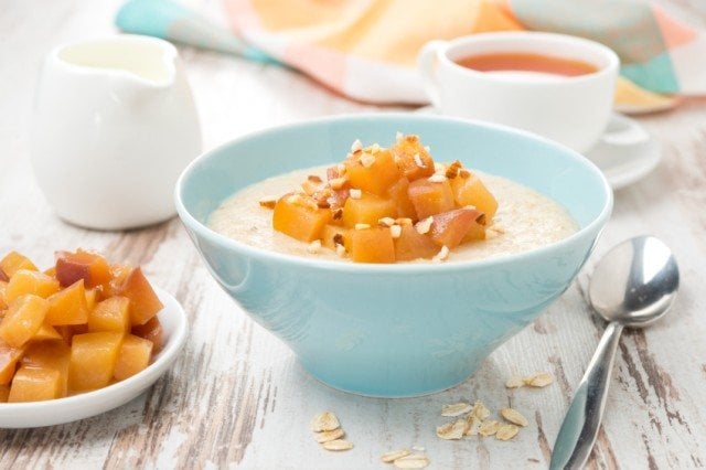 Coconut Breakfast Pudding with Sauteed Nectarines