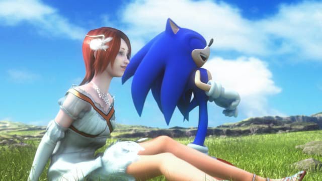 Sonic and his human woman love interest.