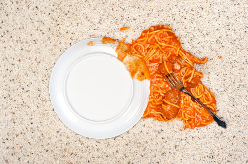 Spaghetti on floor