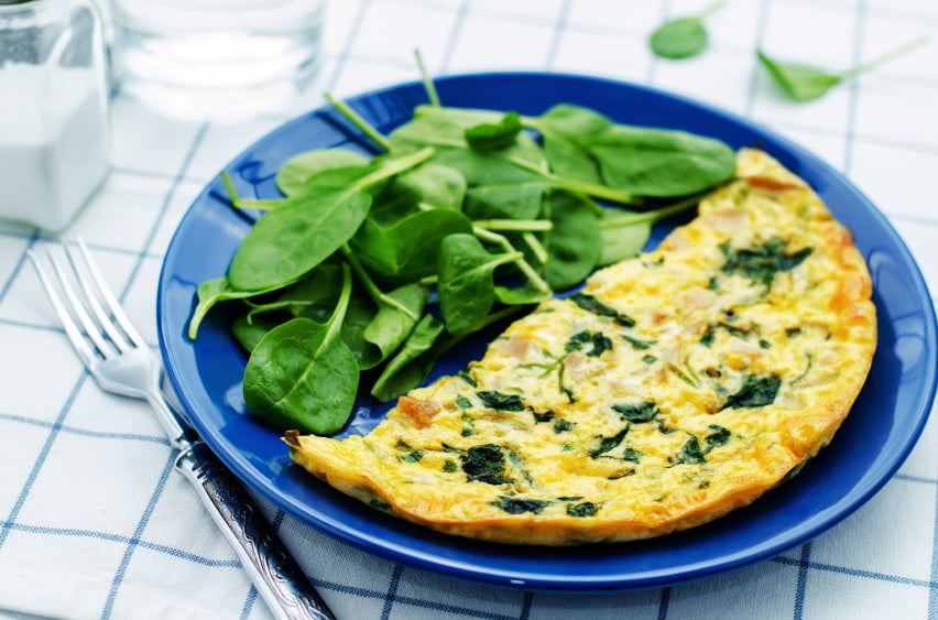 frittata, chicken, spinach