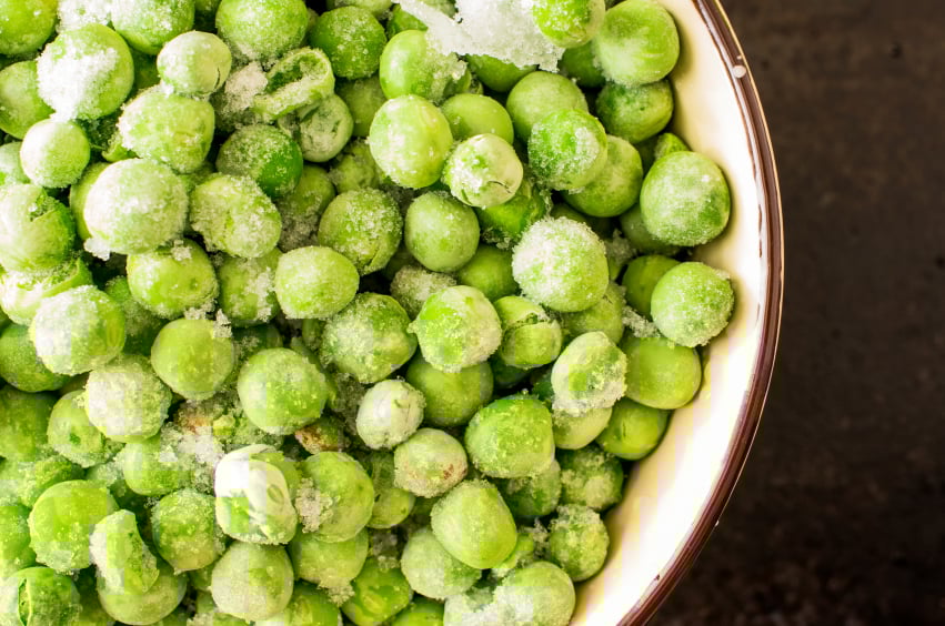 Frozen peas, a good source of plant protein
