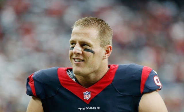 J.J. Watt in football gear. J.J. Watt in football gear.