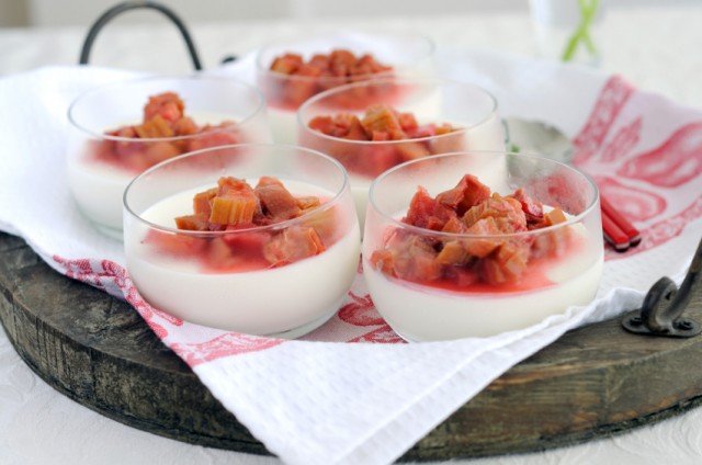 Panna Cotta, Cream, yogurt, Poached Rhubarb
