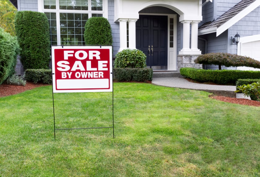 Modern Home for Sale with sign in front yard