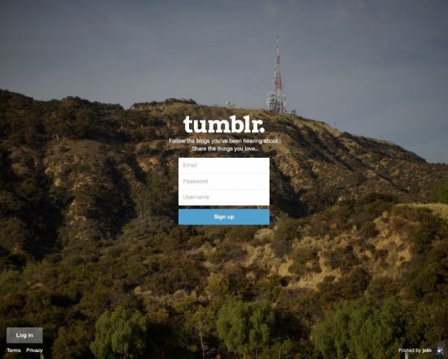Tumblr web registration