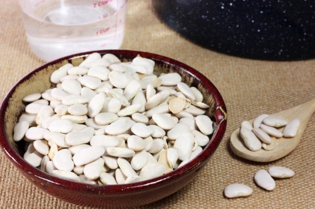 dry white beans in a bowl