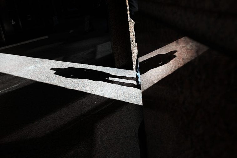 man's shadow
