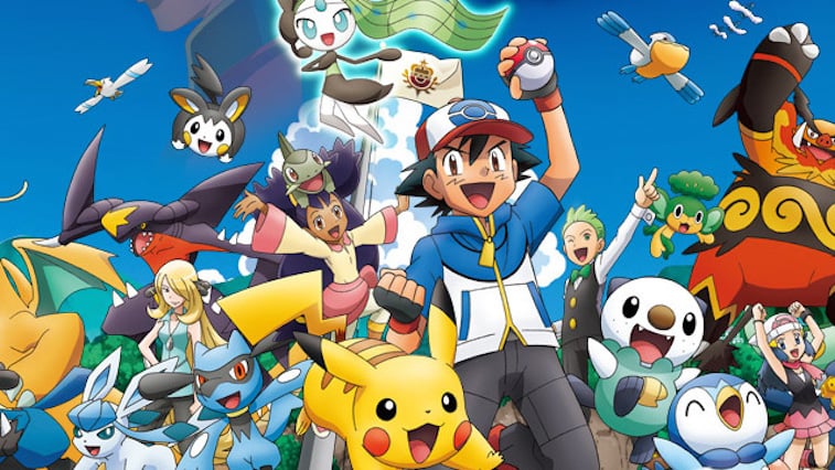 Pikachu and other pokemon hanging out.