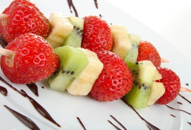 fruit skewers are fun finger foods for kids