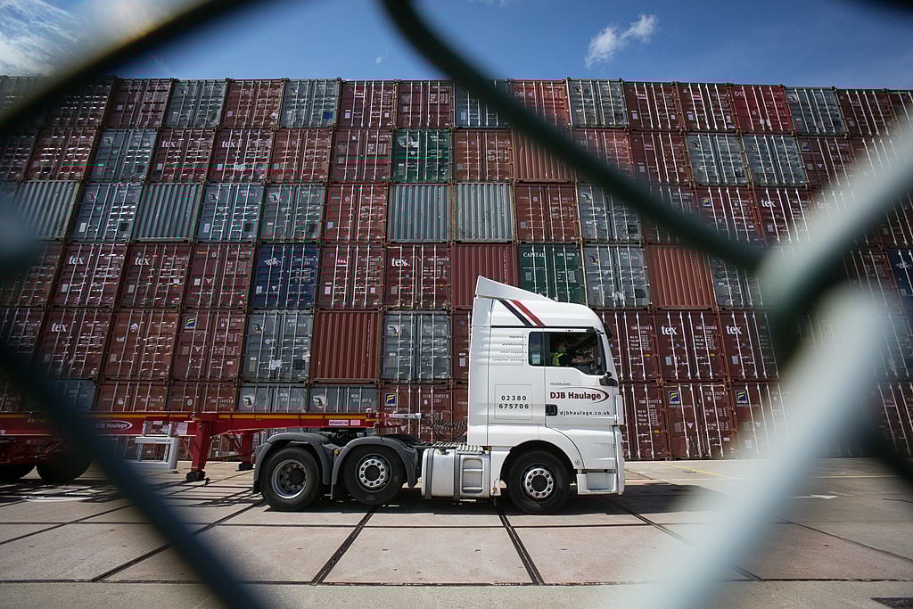 truck with shipping containers