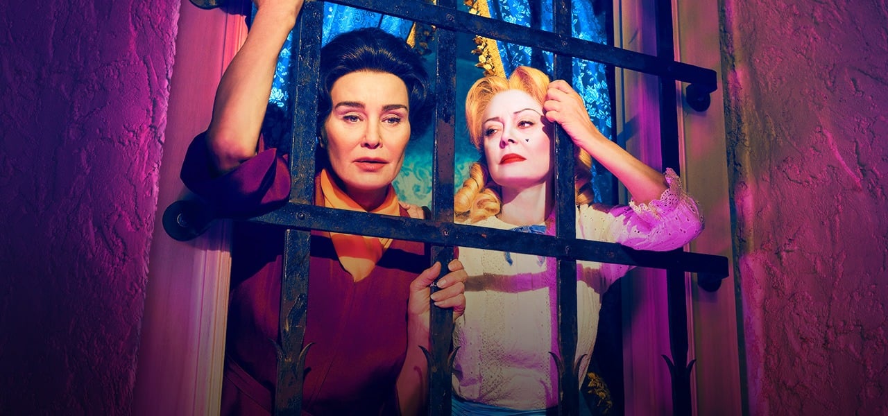 Jessica Lange and Susan Sarandon pose as Bette Davis and Joan Crawford in FX's Feud
