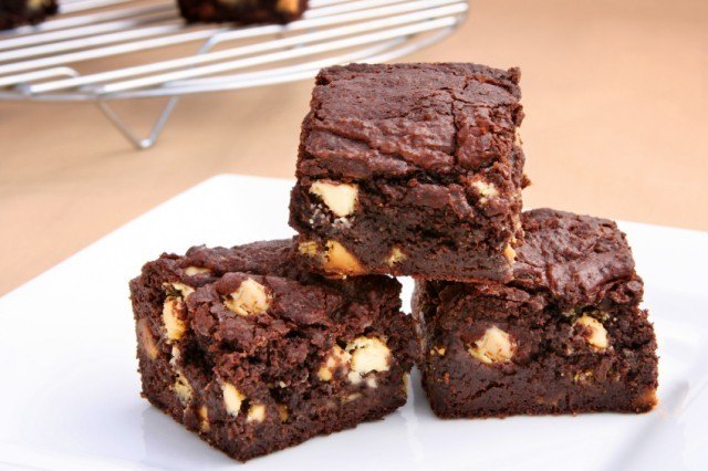 Brownies with nuts in the center