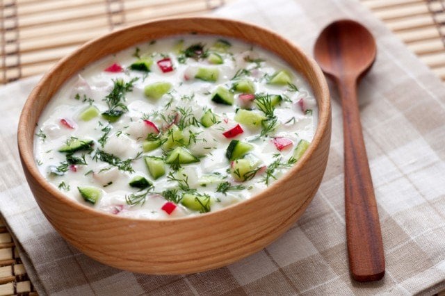 Cucumber radish salad with creamy yogurt dill dressing