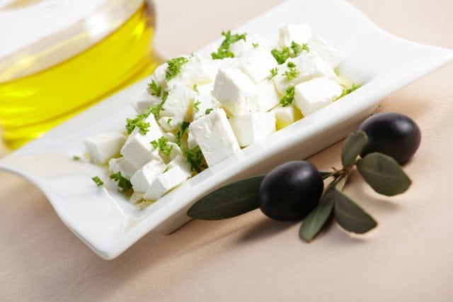 feta cheese with olives