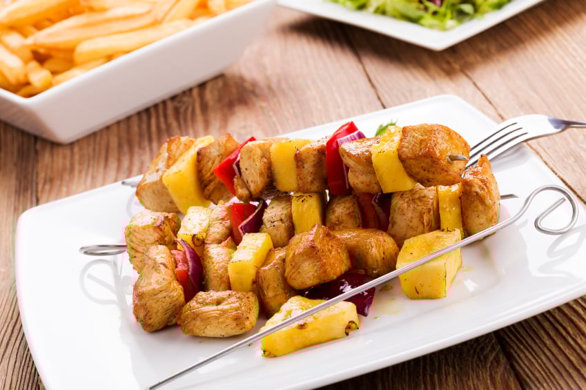 chicken skewers, kebabs