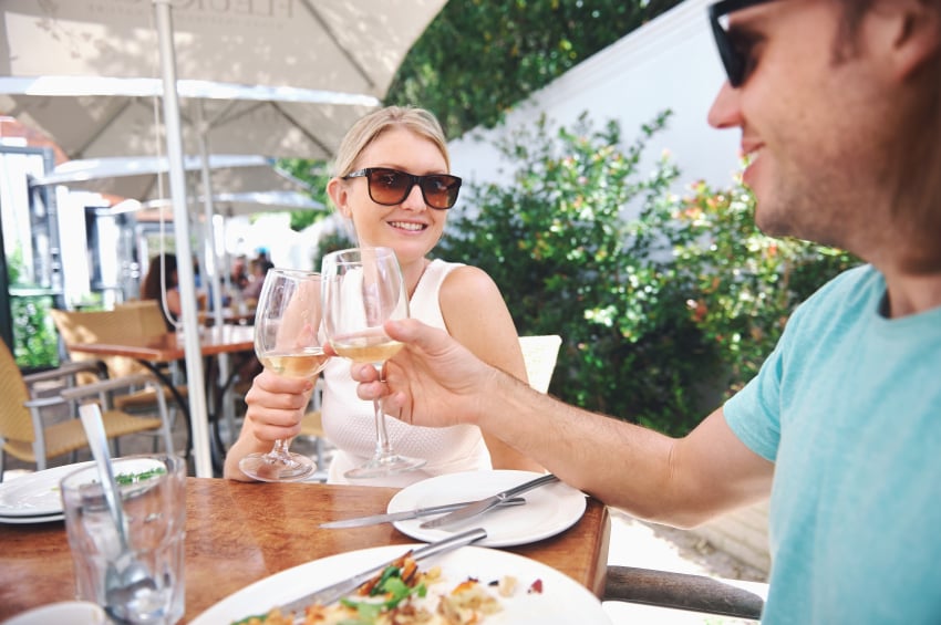 Man and woman having lunch