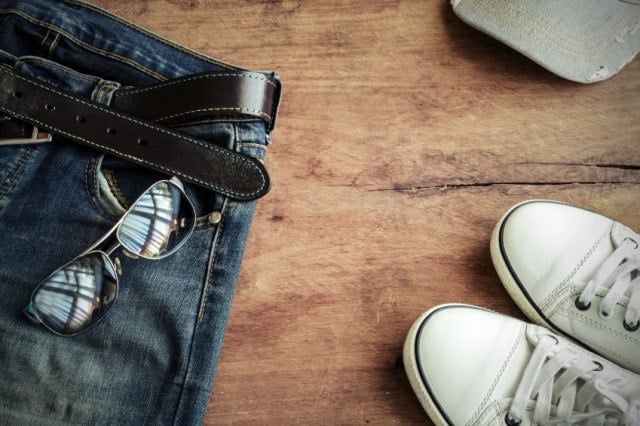 Blue jeans, hat and shoes