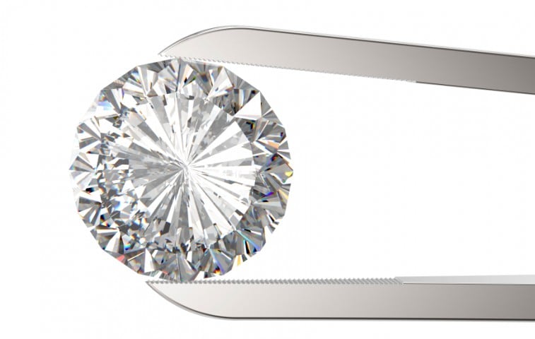 Diamond in tweezers