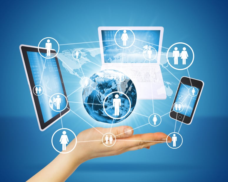 Hand holding a earth and electronics. Concept of communication. Elements of this image are furnished by NASA Hand holding a earth and electronics. Concept of communication. Elements of this image are furnished by NASA
