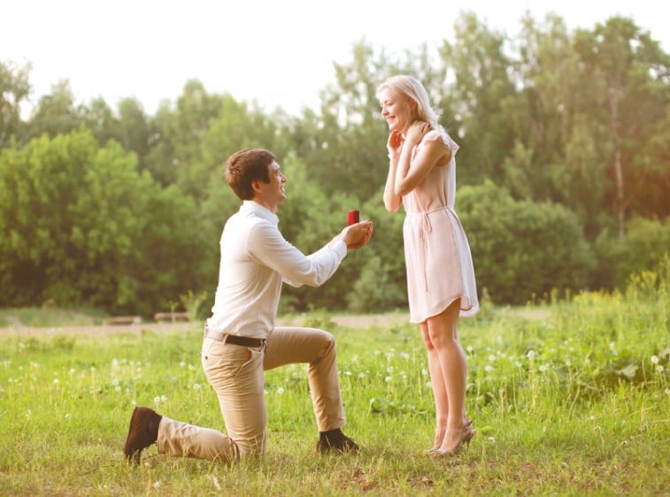 woman getting proposed to