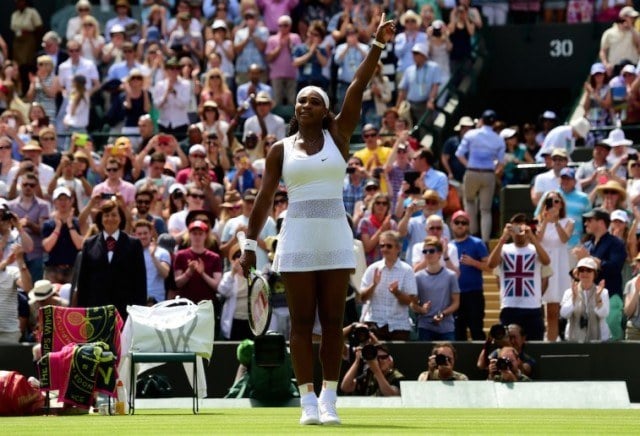 Serena Williams celebrates a win at Wimbledon. Serena Williams celebrates a win at Wimbledon.