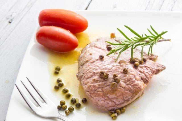 Beef with peppercorns