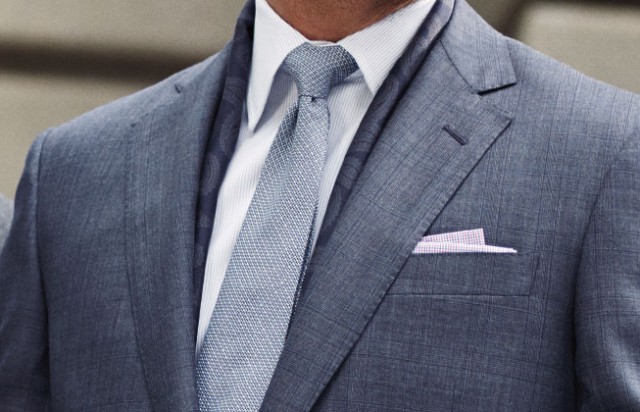 Brooks Brothers suit, tie, and pocket square