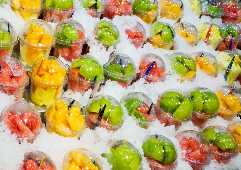 pre-cut fruit, packaged