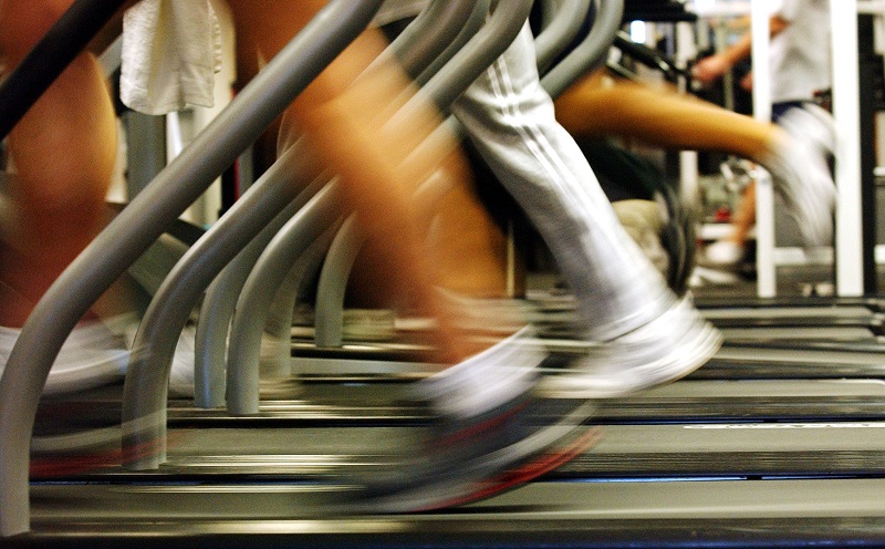 running on treadmill at gym