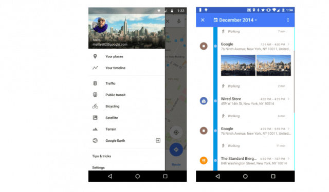 Google Maps Timeline feature