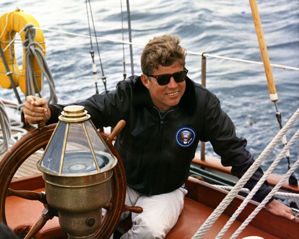 President John F. Kennedy Sails Aboard Yacht "Manitou"