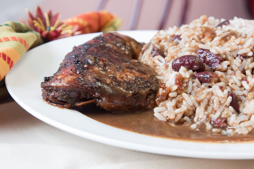 jerk chicken with rice and beans