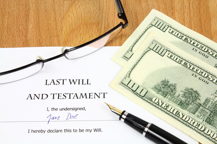 Last will and testament with cash