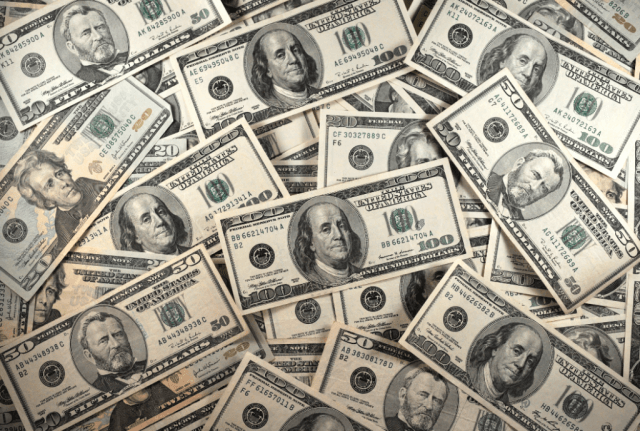 Pile of money from high-paying job