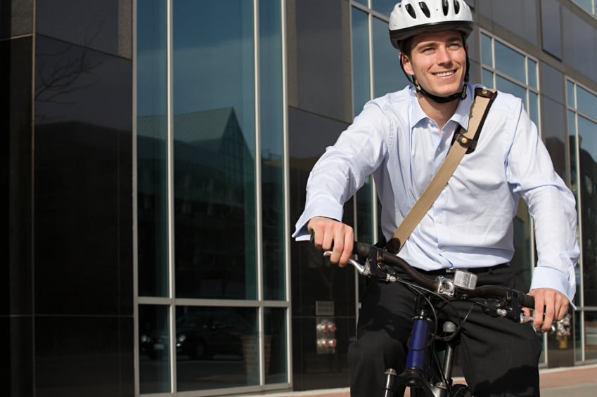 man riding his bike to work man riding his bike to work