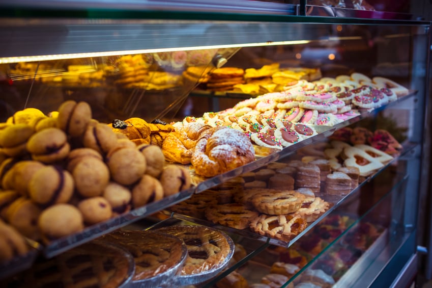 baked goods, pastry case