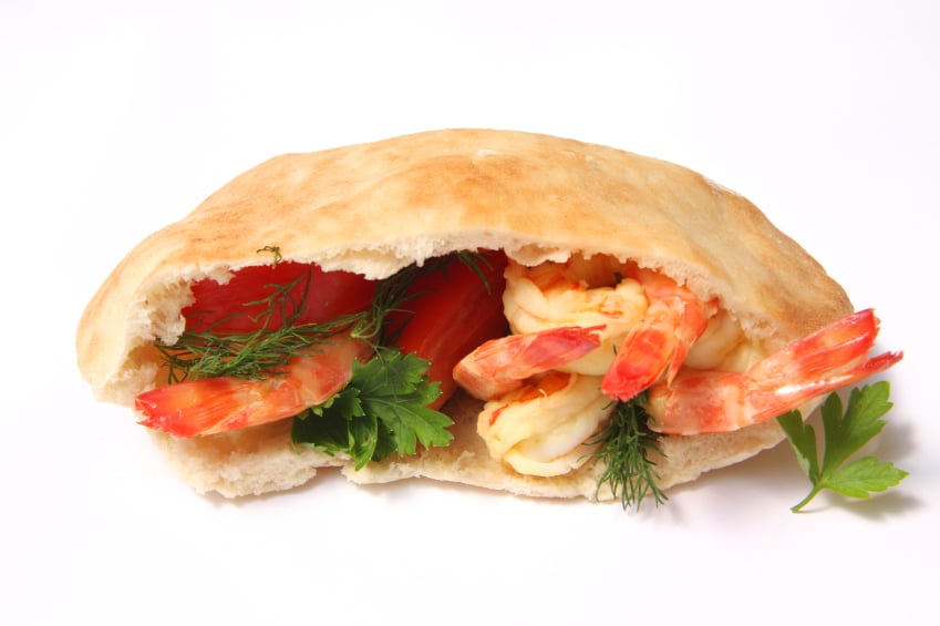 gyro, pita, shrimp