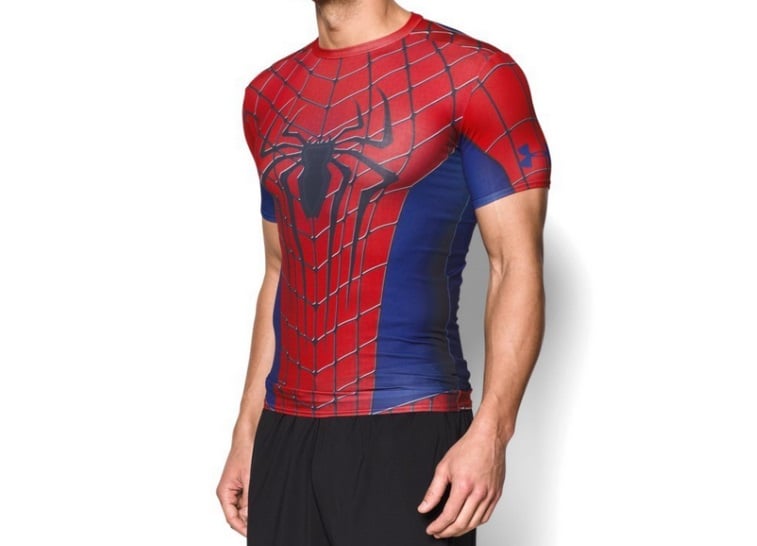 An Under Armour Spiderman shirt -- perfect for a job interview