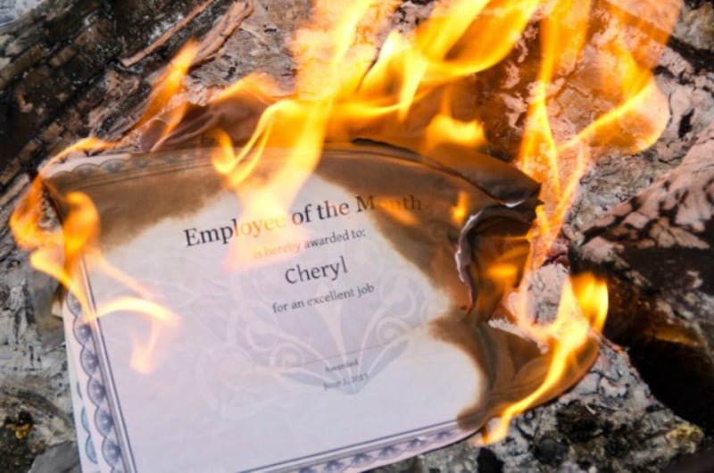 employee of the month certificate on fire