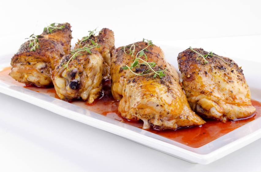 Cooked chicken with herbs