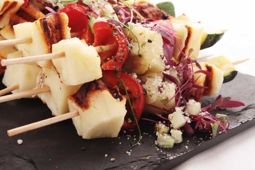halloumi and vegetable kebabs
