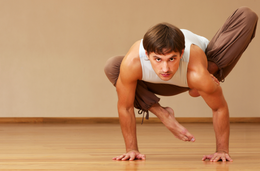 man doing yoga, exercise