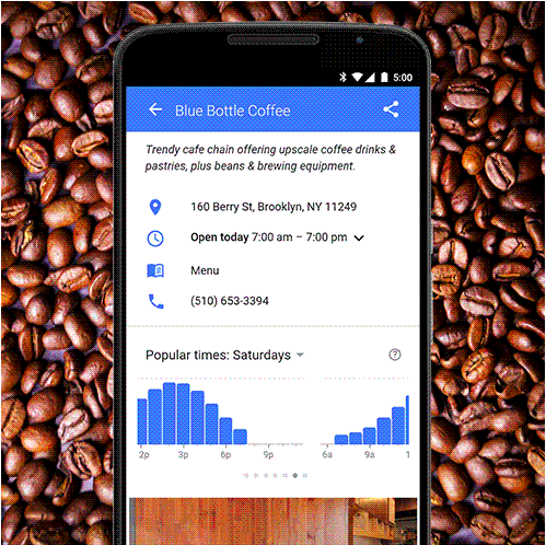 Google search shows popular times at millions of places and businesses