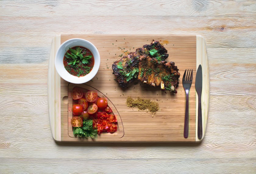 pork ribs, herbs, tomatoes