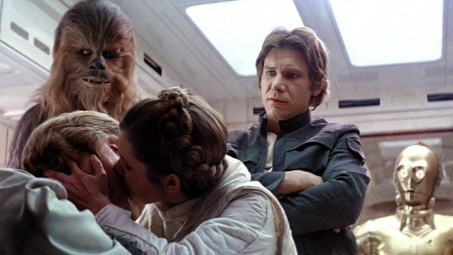 Mark Hamill, Carrie Fisher, and Harrison Ford in The Empire Strikes Back