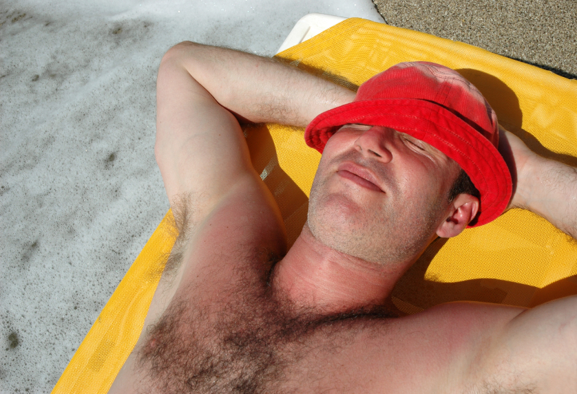 Man turning red from sun