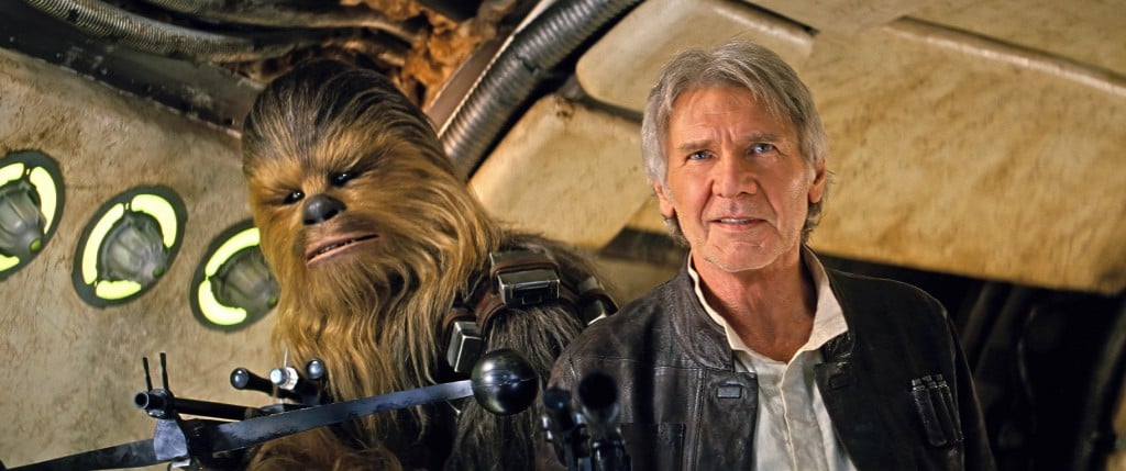 Chewbacca and Han Solo in Star Wars: The Force Awakens